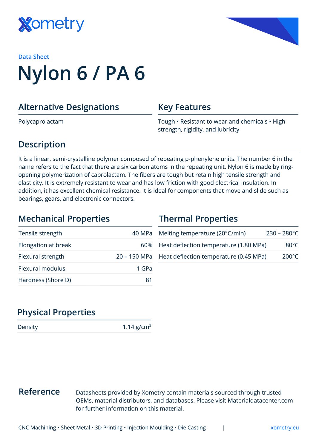 Nylon PA6 (Polyamide 6) - Spritzgießmaterial | Xometry Europe