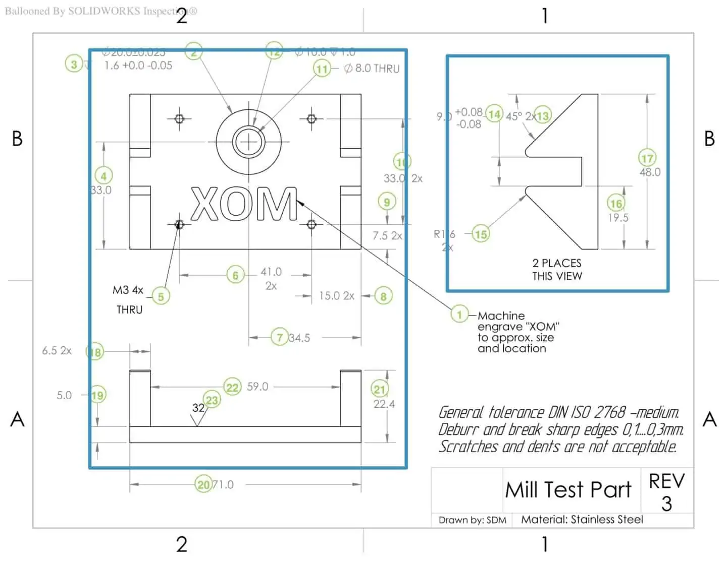 mechanical drawing with dimension