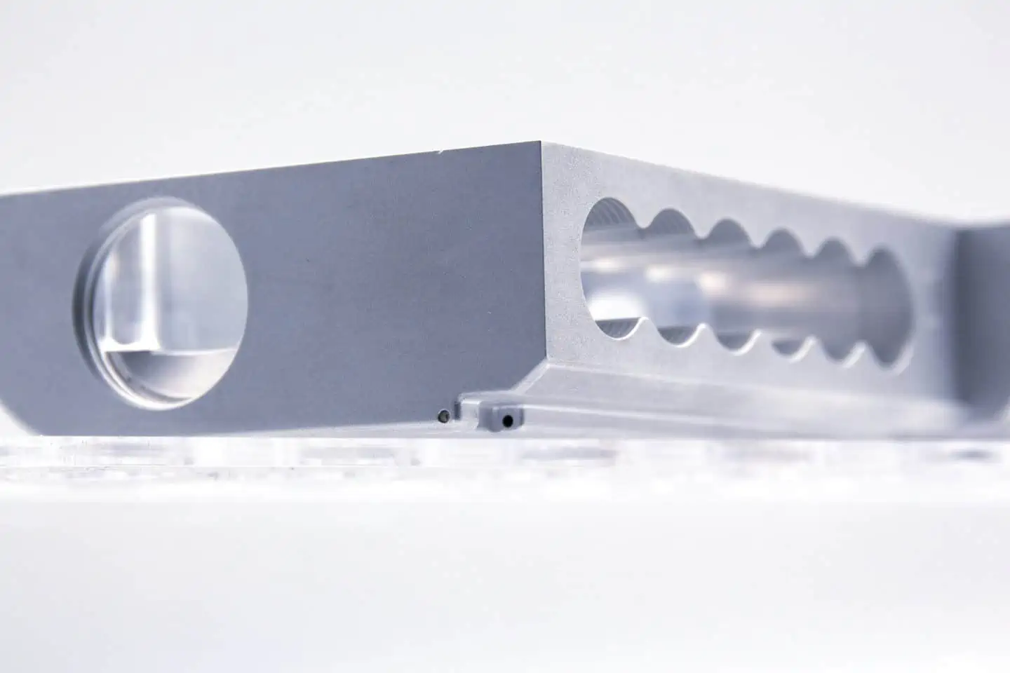 CNC machined part with a bead blasting surface finish