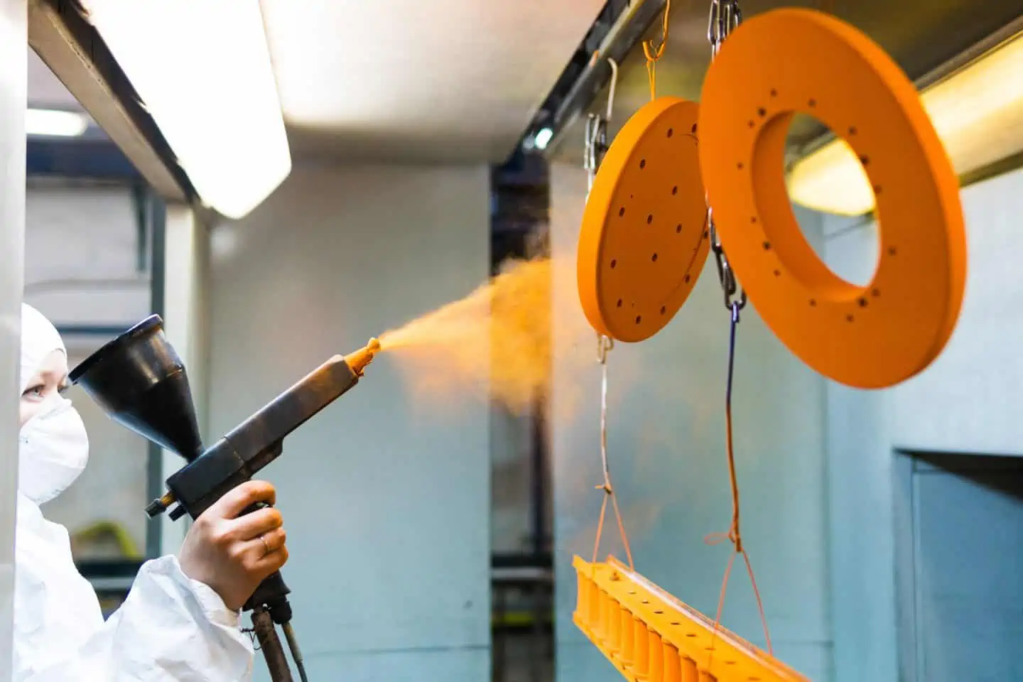 Powder coating is a common surface finish for the manufacturing process of CNC machining