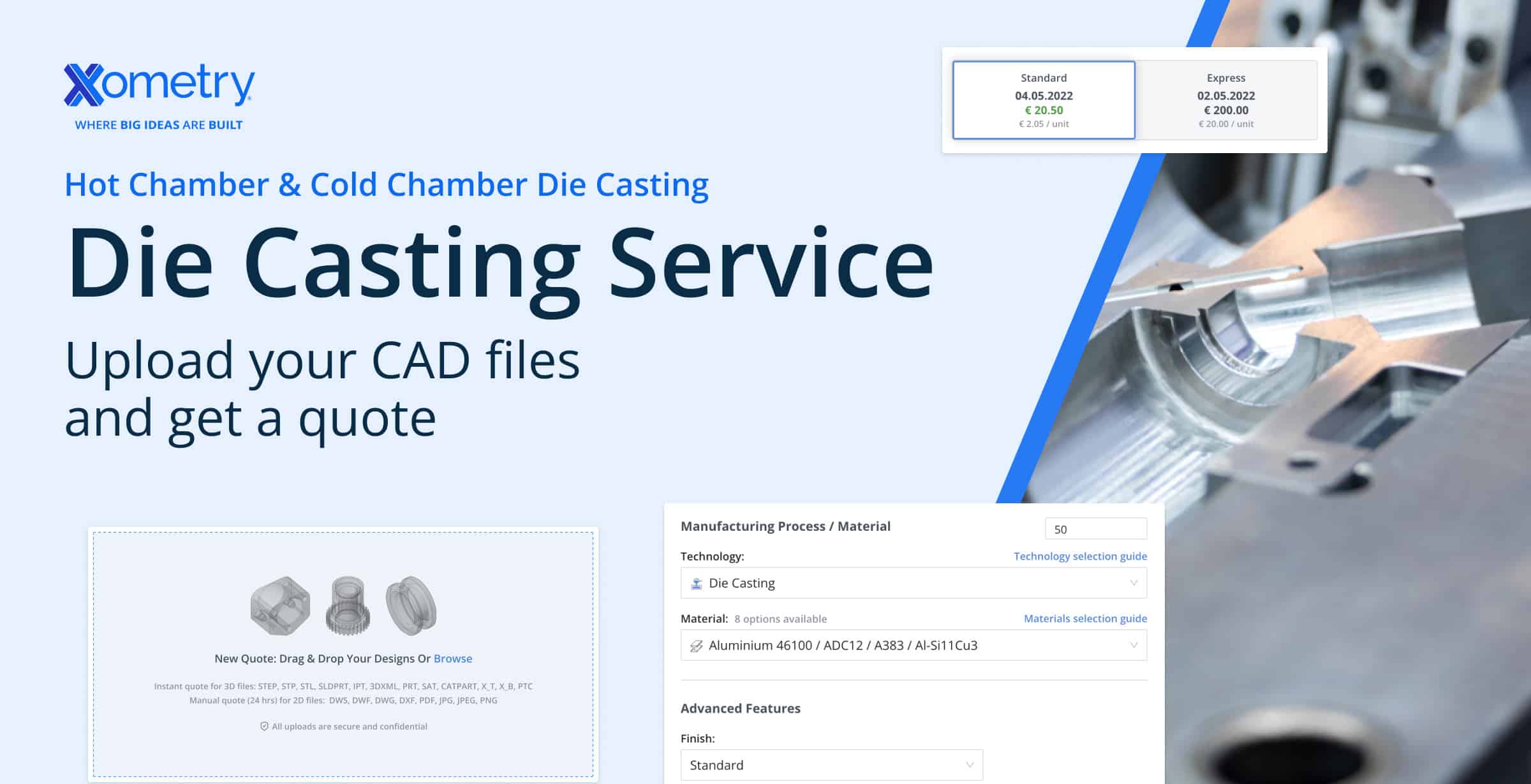 Die Casting Aluminium, Zinc Alloys Xometry Europe
