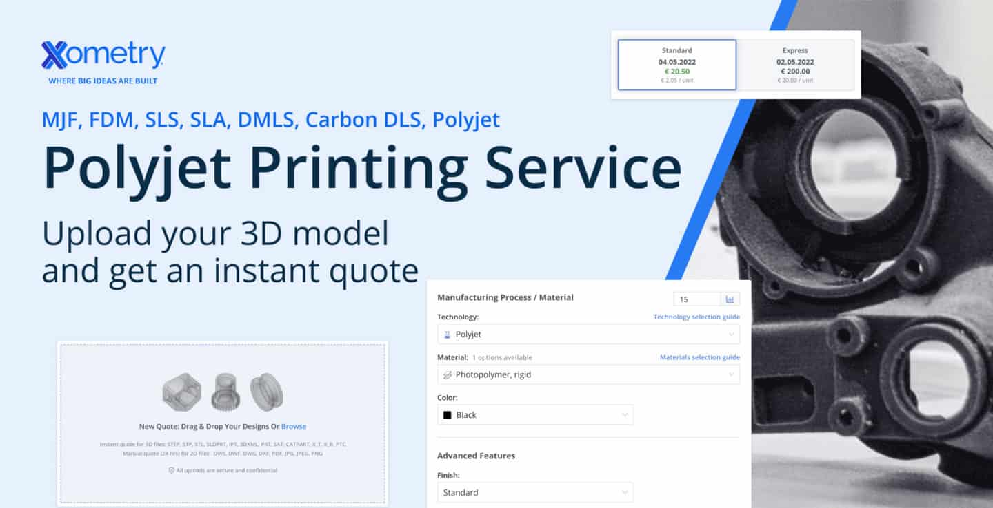 Online služby 3D tisku Polyjet | 7 dní výroby | Xometry Europe